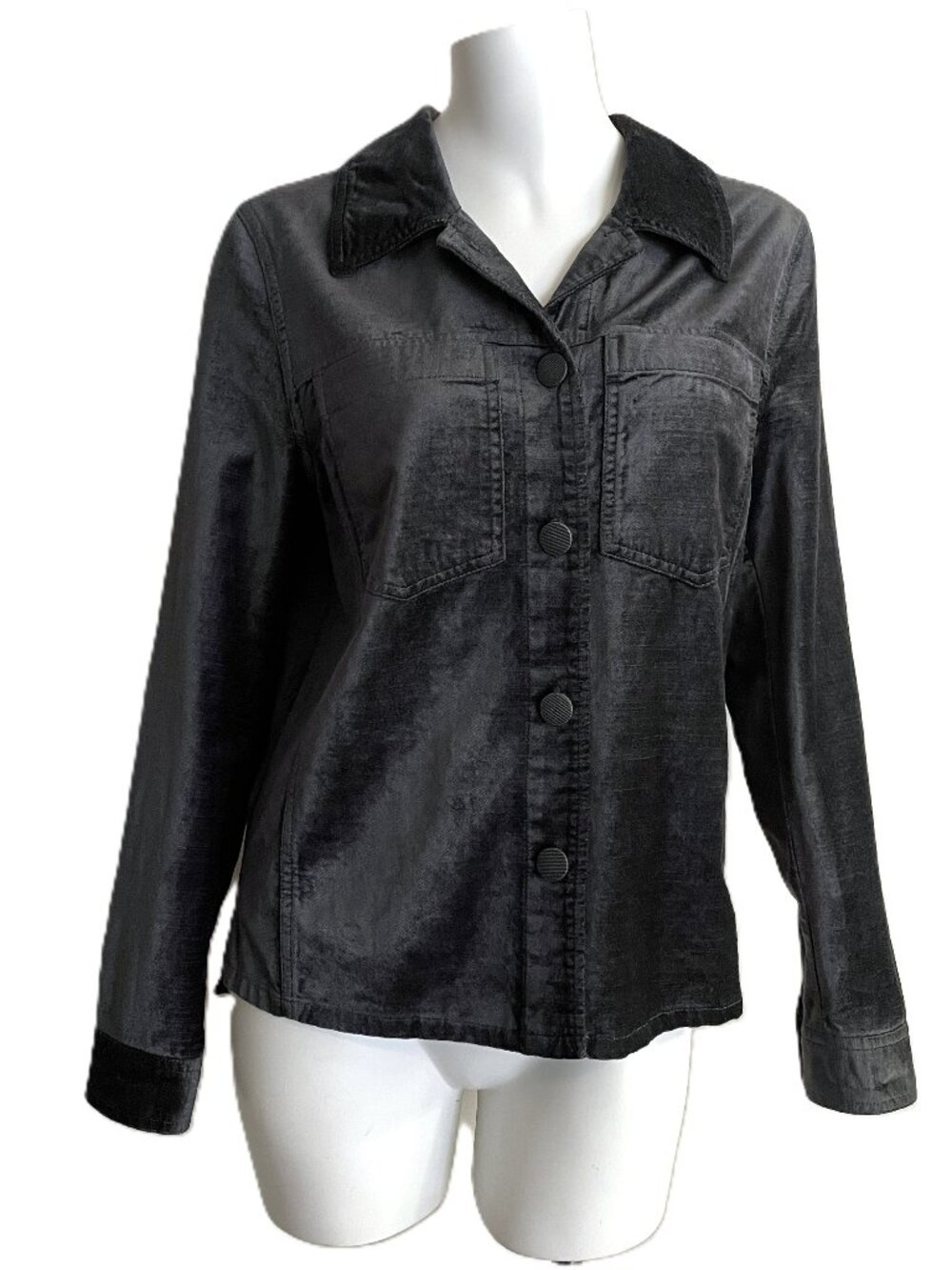 CAbi Tuesday Topper Velvet Jacket Small Style 3730 Cropped Velour Charcoal